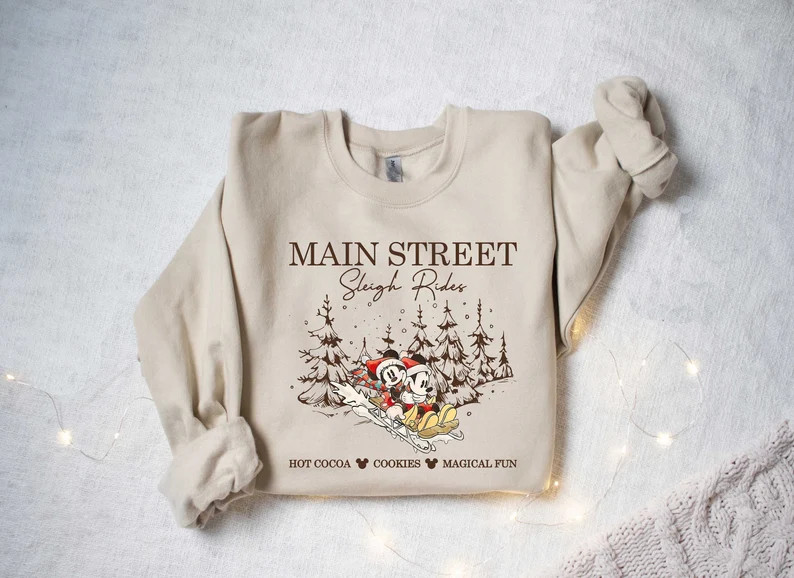 Retro Mickey Minnie Main Street Sleigh Rides Shirts, Disney Christmas Shirt, Mickey Minnie Christ... | Etsy (US)