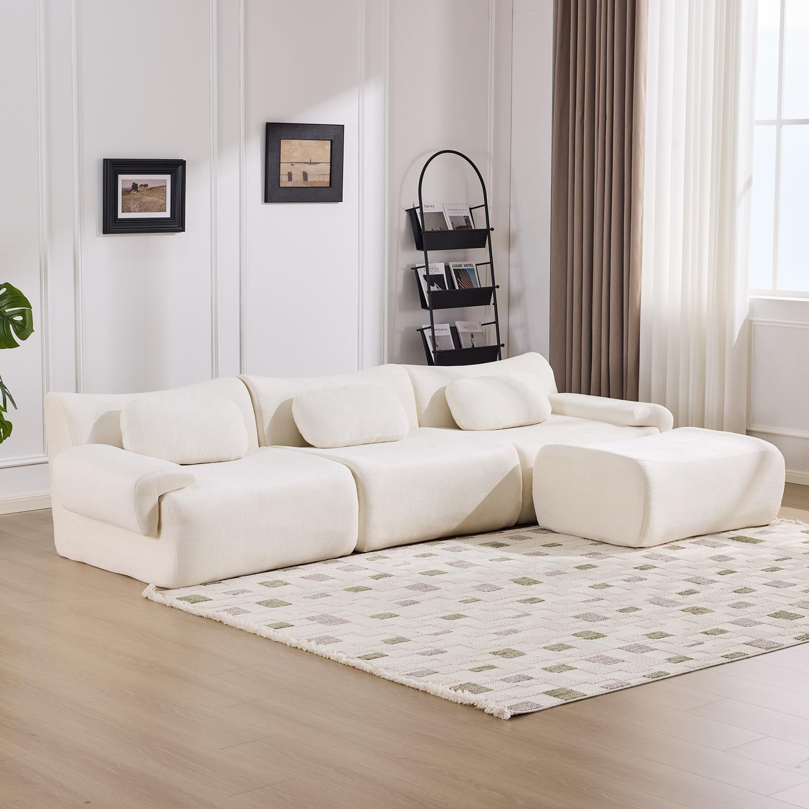 Boneless Cloud Couch Modular Sectional Sofa 118", Curved Modern Couch with Ottoman, Deep Seat Com... | Amazon (US)