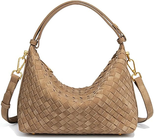 Slouchy Suede Woven Hobo Bags Women Underarm Shoulder Bag Trendy Crescent Crossbody Purses Wallet... | Amazon (US)