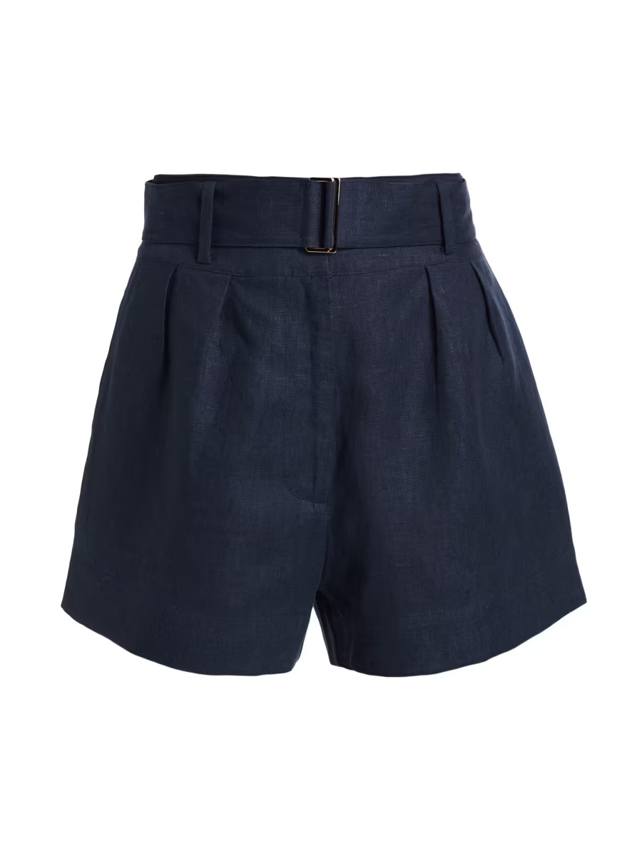 Zinna Belted Linen Shorts | Saks Fifth Avenue