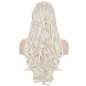 morvally Daenerys Dragon Queen Cosplay Wig for Khaleesi Long Curly Wavy Braids Hair Wigs for Wome... | Amazon (US)