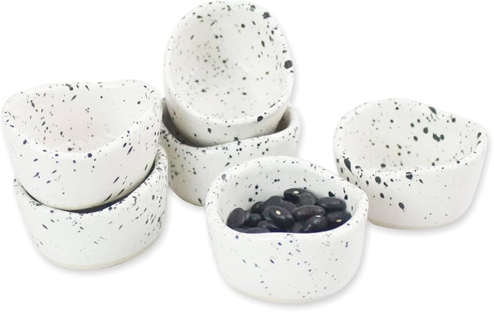 roro Ceramic Stoneware Hand-Thrown Pinch Pots - White Matte Speckled (1.5" x 6) | Amazon (US)