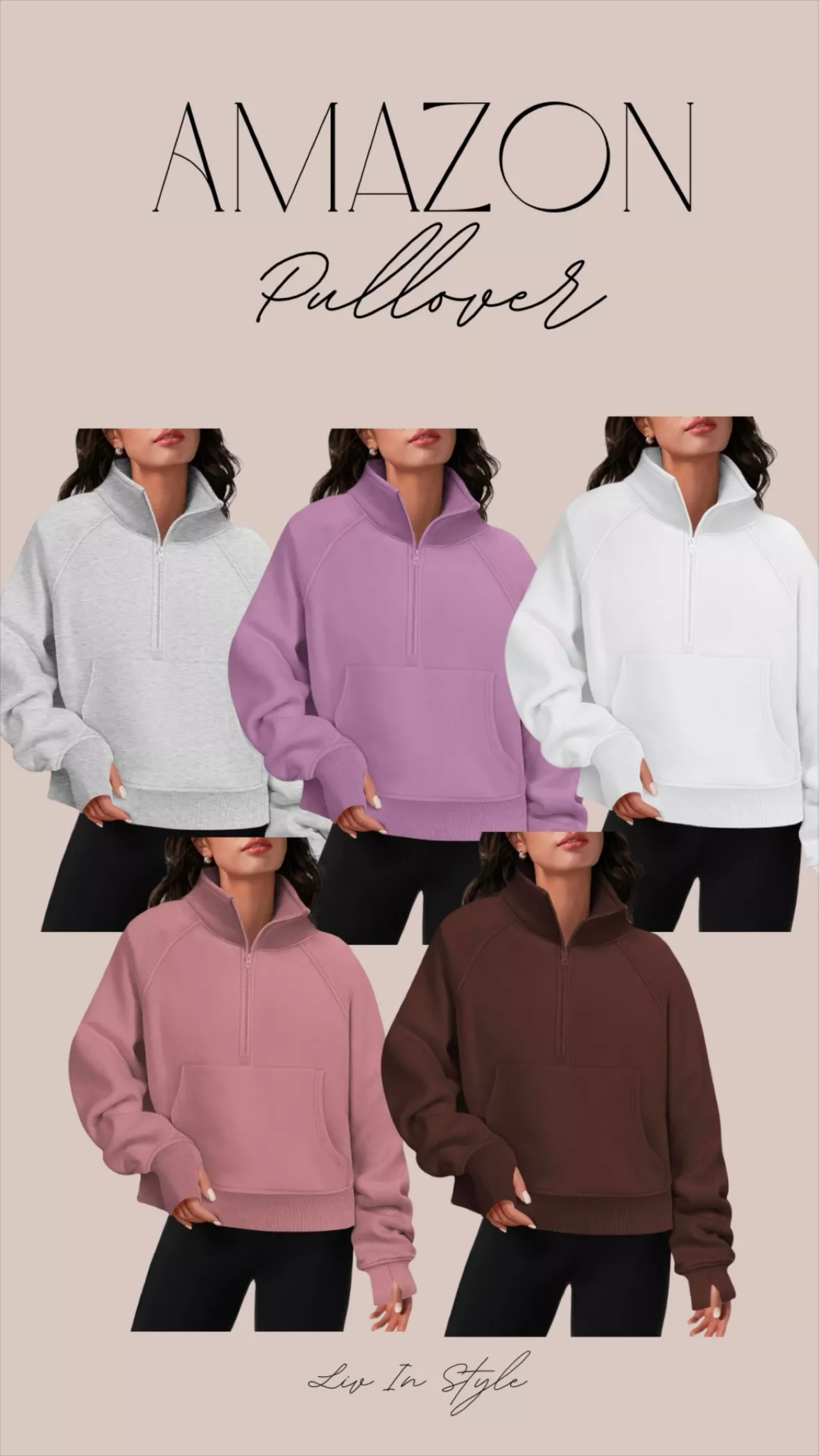 ATHMILE Womens Oversized Half Zip Pullover Long Sleeve Sweatshirt