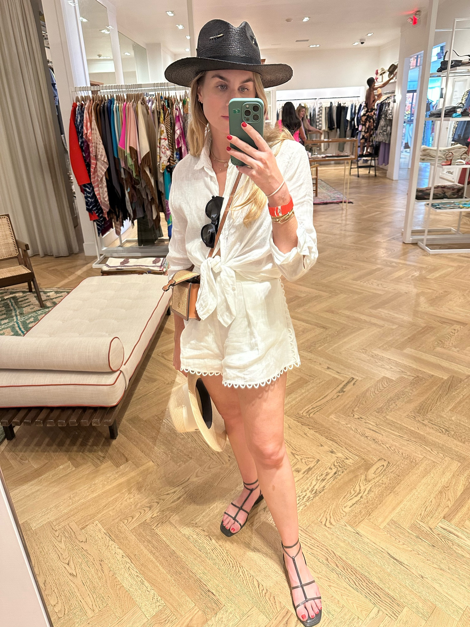 Again, all white makes things easy. This button down and the sandals are Zara!