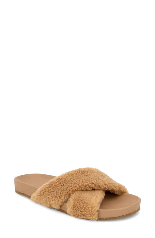 Splendid Rozi Faux Shearling Slide Sandal in Warm Sand at Nordstrom, Size 10 | Nordstrom