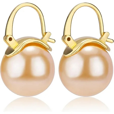 1 pair Pearl Earrings with Cubic Zirconia White Freshwater Shell Pearl Dangle Hook Earrings Stud ... | Walmart (US)