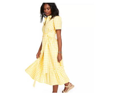 LISA MARIE FERNANDEZ for TARGET Gingham Puff Sleeves Shirtdress, Small, Yellow | eBay US