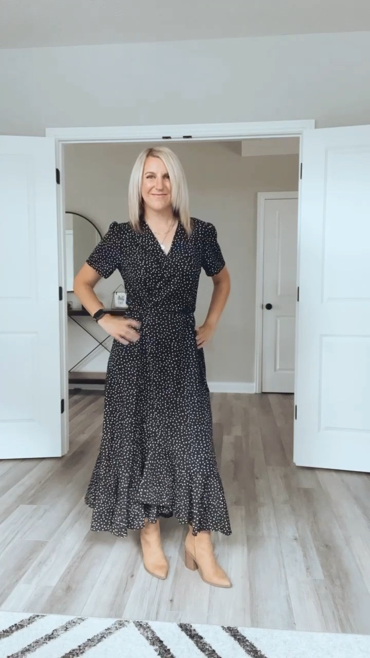 The perfect dress for date night, business casual or fall family photos! Comes in multiple colors. I also have this in red and green. Fits true to size, wearing a small. 

#LTKFindsUnder50 #LTKSeasonal #LTKHalloween