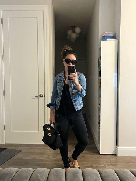 Wearing the classics. Denim jacket. Ballet flats. Spring outfit. 

#LTKtravel #LTKshoecrush #LTKitbag