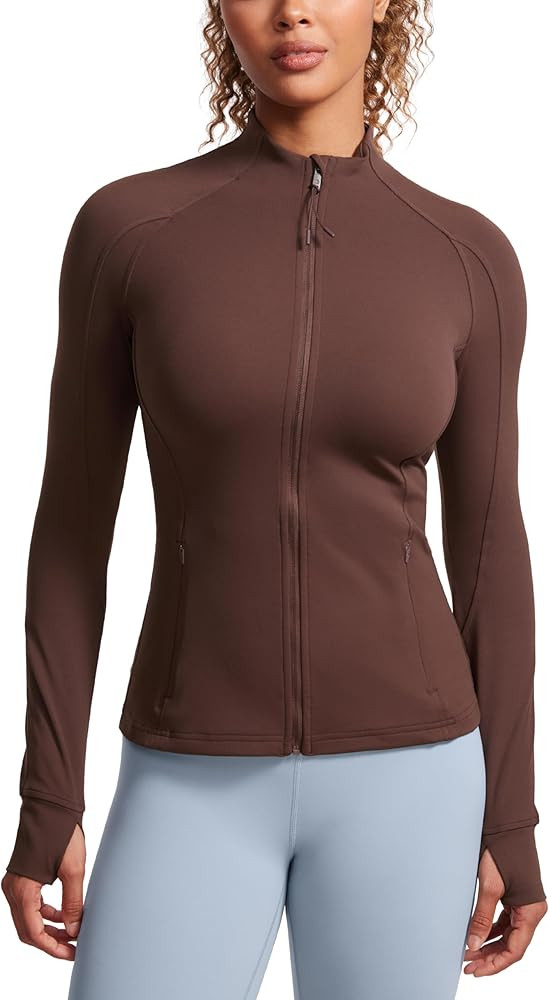 CRZ YOGA Butterluxe Womens Full Zip Workout Jackets Slim Fit Track Athletic Zip Up Jacket with Th... | Amazon (US)