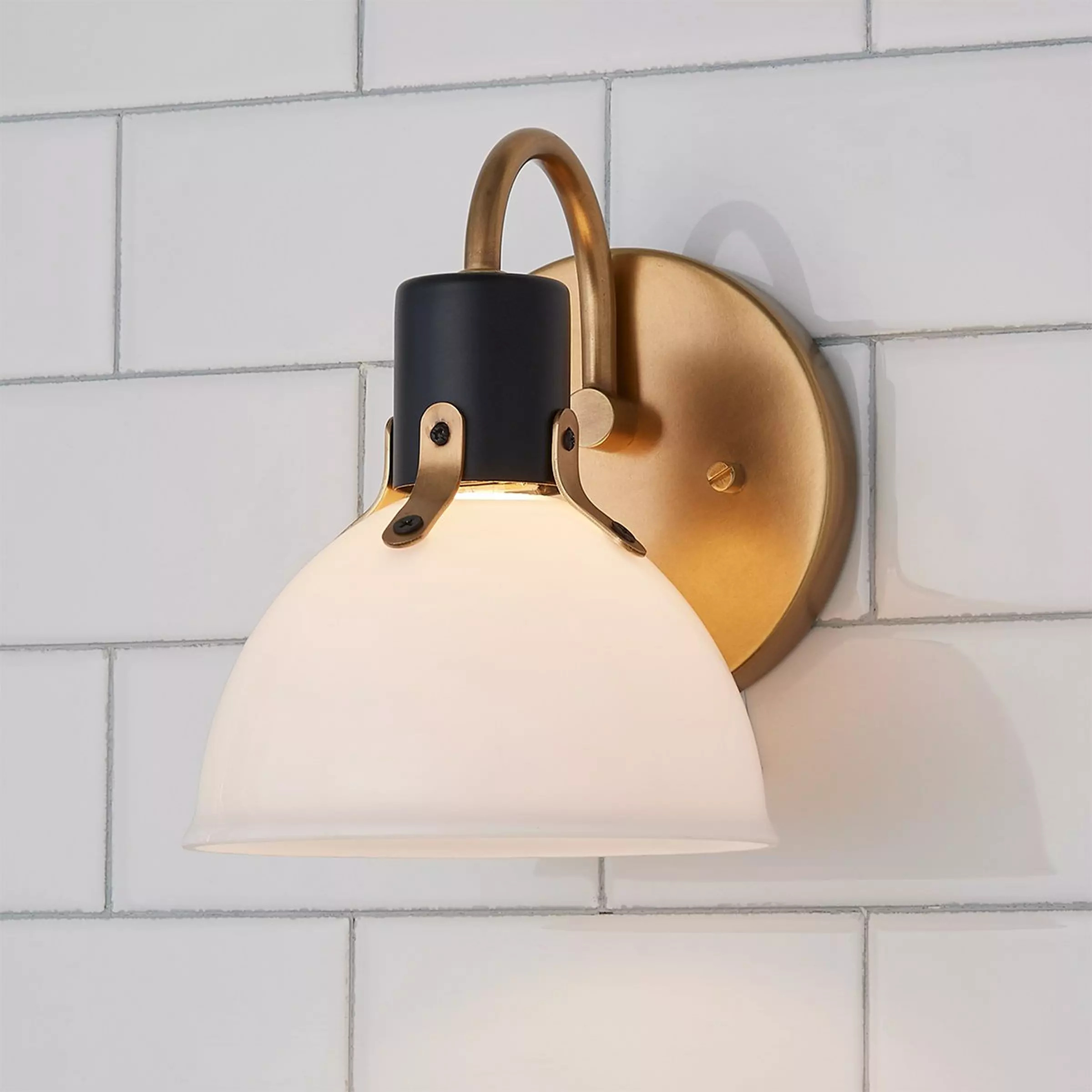 Vienna White Glass Bath Sconce | Shades of Light