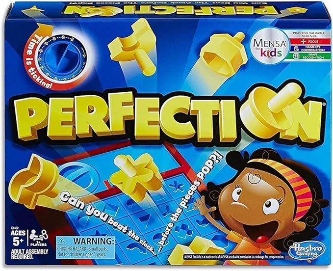 Hasbro Gaming Perfection Game for Preschoolers and Kids Ages 5 and Up, Popping Shapes and Pieces,... | Amazon (US)