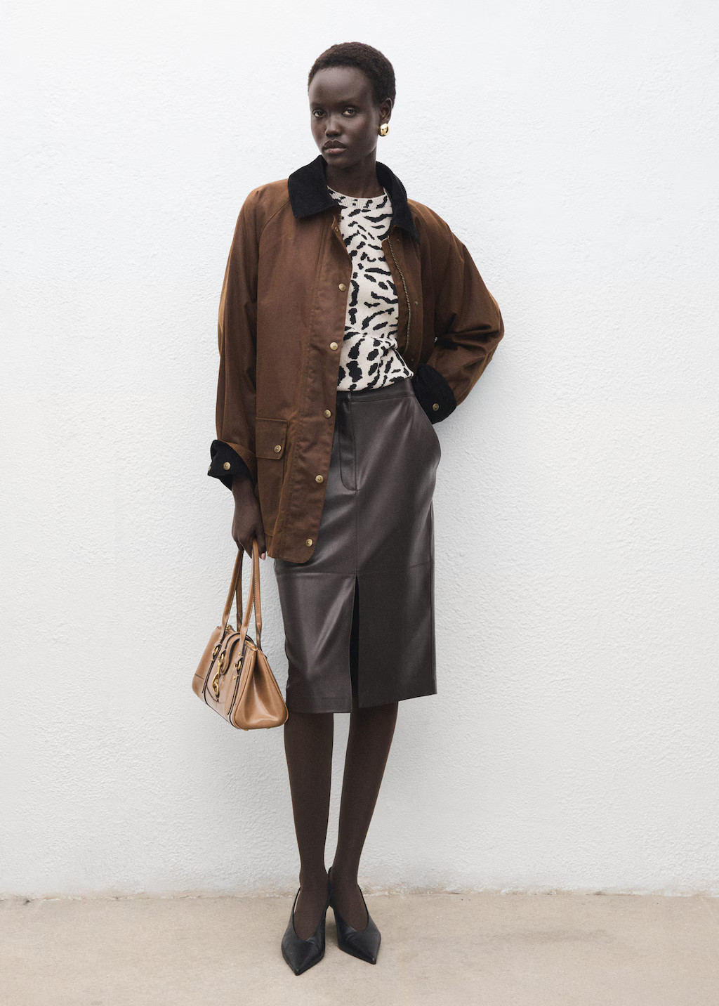 Animal-print knitted sweater medium brown - Woman - S - MANGO | Mango (US/MX/AU)