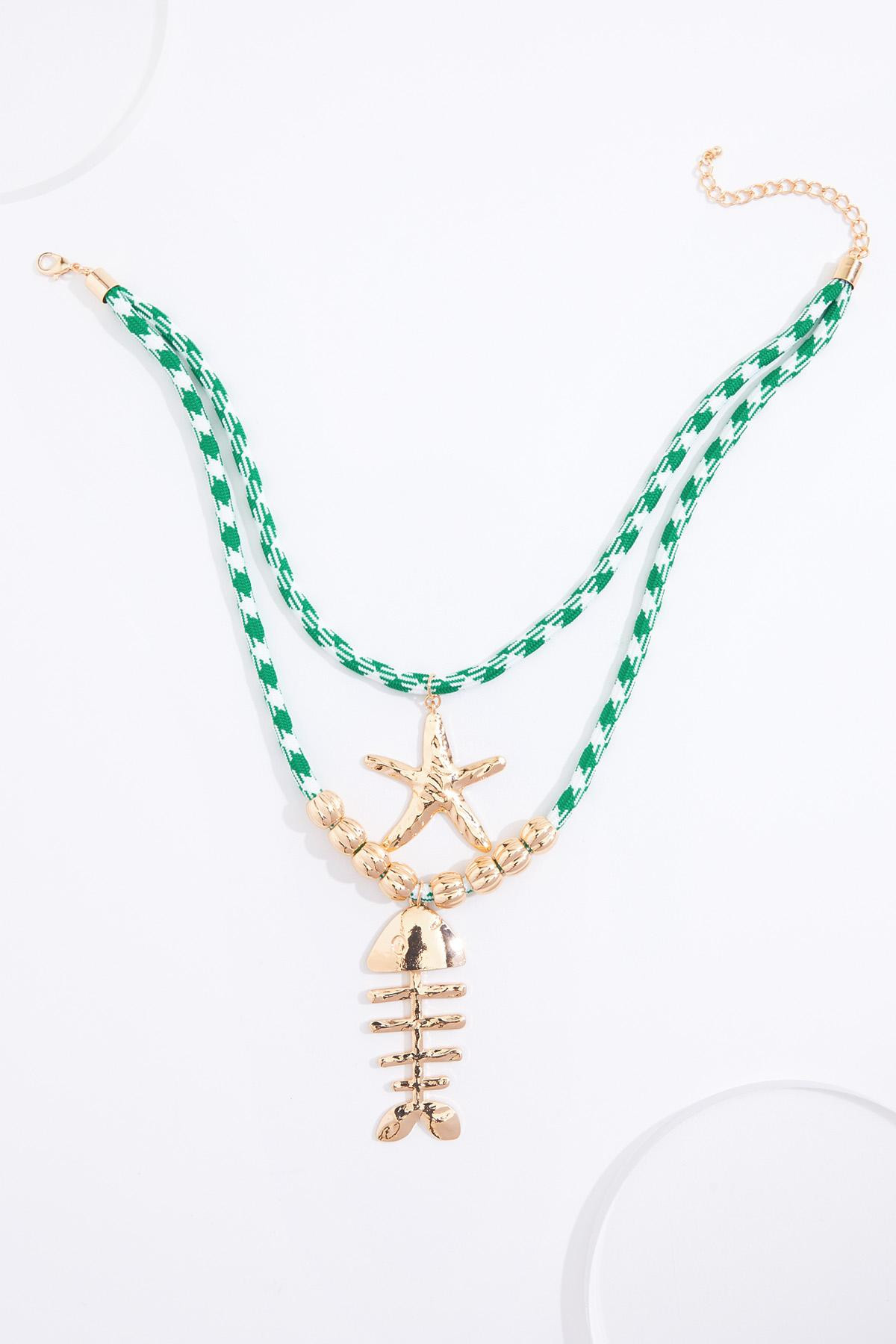 Layered Cord Gold Tropic Pendant Necklace | Cato Fashions