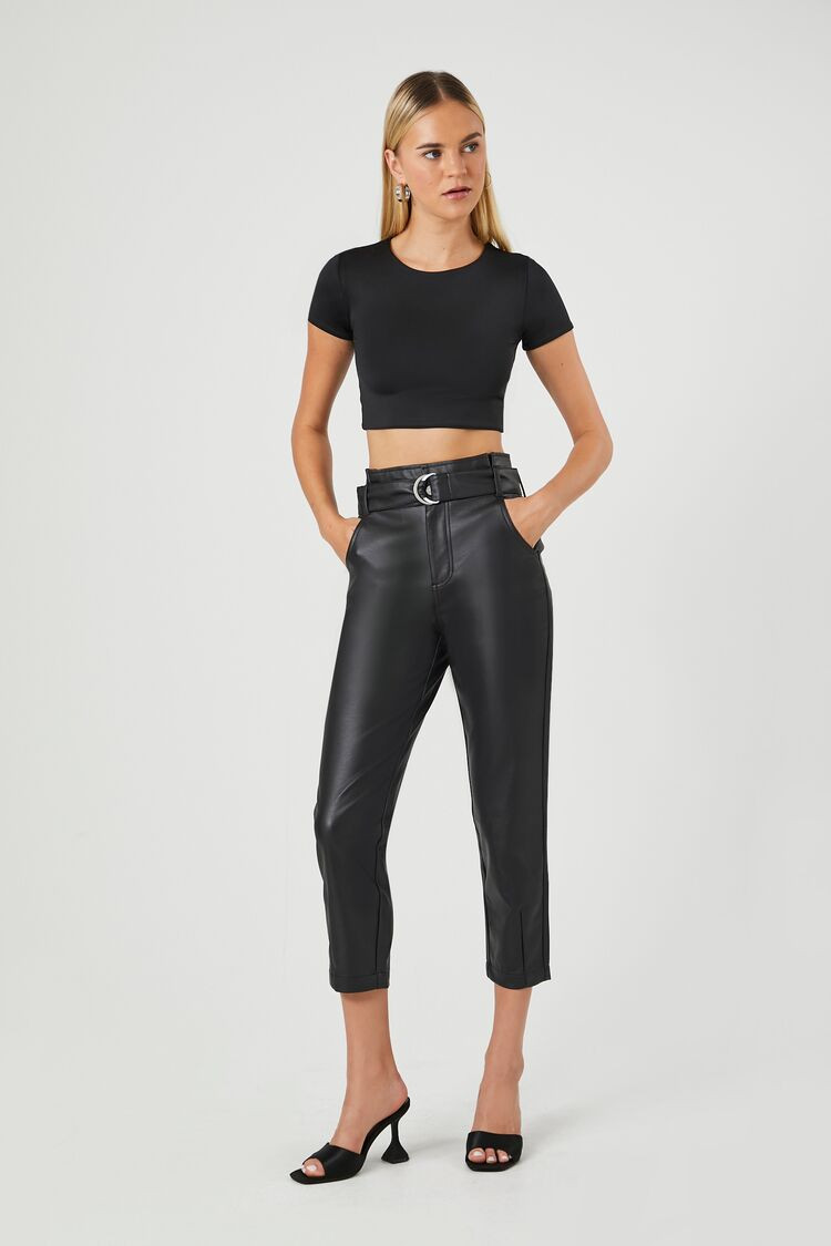 Belted Cropped Faux Leather Pants | Forever 21 | Forever 21 (US)