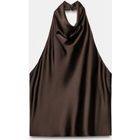 Zara - Satin Effect Halter Top - Brown - Xl - Woman | Zara US