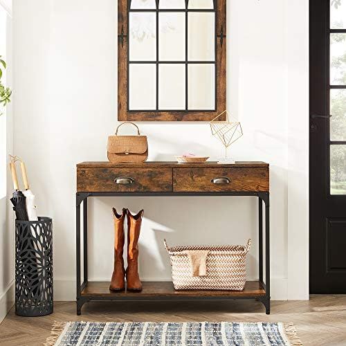 VASAGLE Industrial Console Table, Entryway Sofa Table with 2 Drawers and Shelf, Accent Storage with  | Amazon (US)