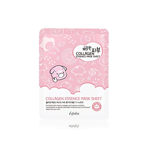 esfolio Collagen Essence Sheet Mask – Hydrating & Firming Face Mask for Glowing Skin – Anti-Aging Korean Skincare with Hydrolyzed Collagen & Hyaluronic Acid – Moisturizing Facial Mask (Pack of 10) | Amazon (US)