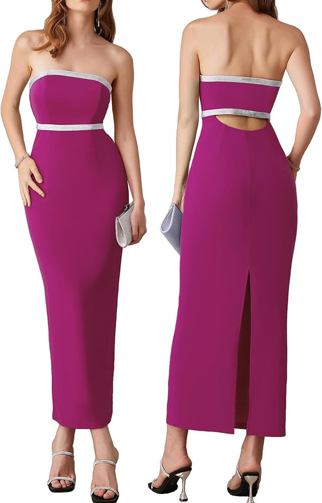 GRACE KARIN Womens Strapless Tube Dress Backless Bodycon Elegant Wedding Cocktail Party Maxi Long... | Amazon (US)