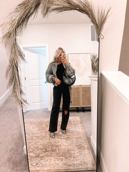 Cute lil date night look! You can honestly never go wrong with all black. I love how this jacket added a touch of detail to the whole look. Wearing a small in the jacket and sweater and my true size 27 in the pants (linking similar)

#LTKSeasonal #LTKfindsunder100 #LTKstyletip