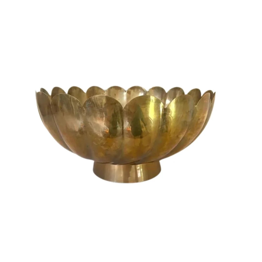 Vintage Scalloped Solid Brass Cachepot | Paloma & Co.