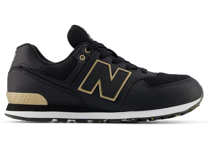 New Balance 574 Lace Sneakers in Black/Gold | StockX