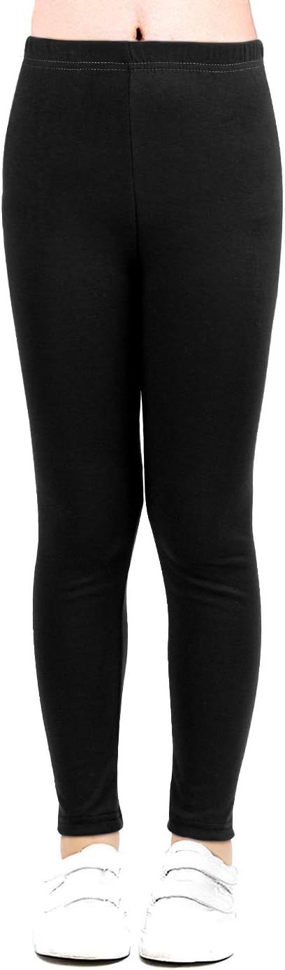 Auranso Kids Girls Leggings Full Length Cotton Tights Pants 4-14 Years | Amazon (US)