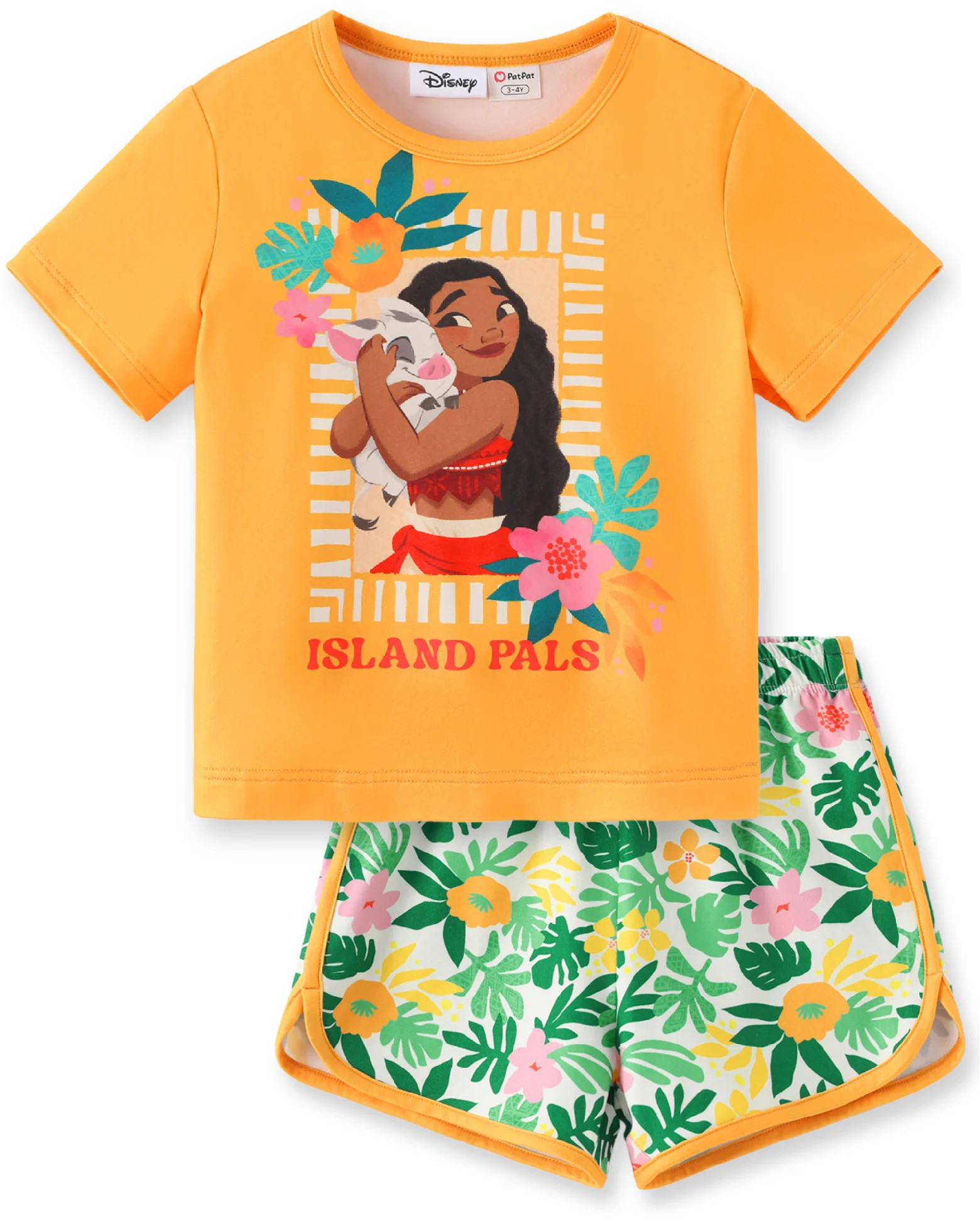 Disney Princess Girls Moana Graphic Tee and Dolphin Shorts 2-Piece Vacation School Outfit Baby To... | Walmart (US)