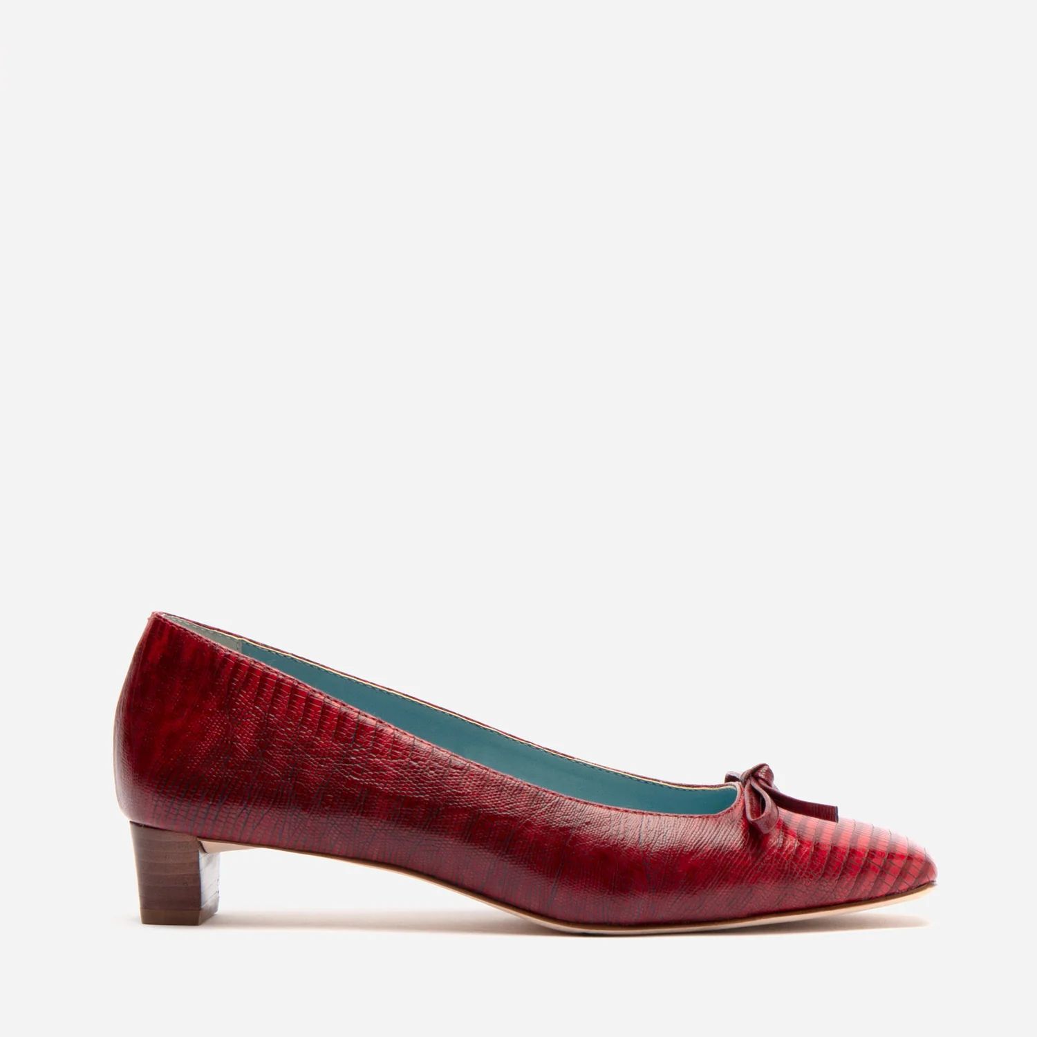 Mary Mini Block Heel Lizard Embossed Red | 