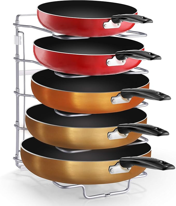 Simple Trending Adjustable Pan and Pot Lid Organizer Rack Holder, Kitchen Counter and Cabinet Org... | Amazon (US)