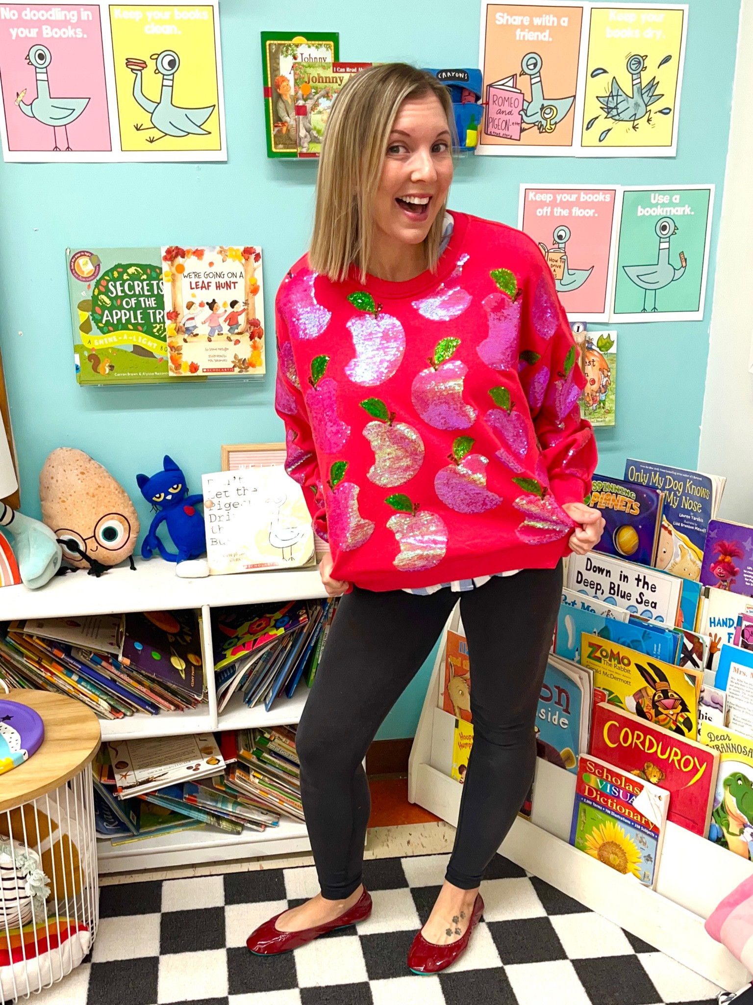 An apple for the teacher! 

This sweatshirt is GORGEOUS! So great for Back to School, Johnny Appleseed Day, or any day of the year for a teacher! 

Email queenofsparkles@customerservice.com a picture of you in your classroom for a special code!
#applesweatshirt #sparklesweatshirt #teacherclothes #teacheroutfits 

#LTKHoliday #LTKSeasonal #LTKGiftGuide