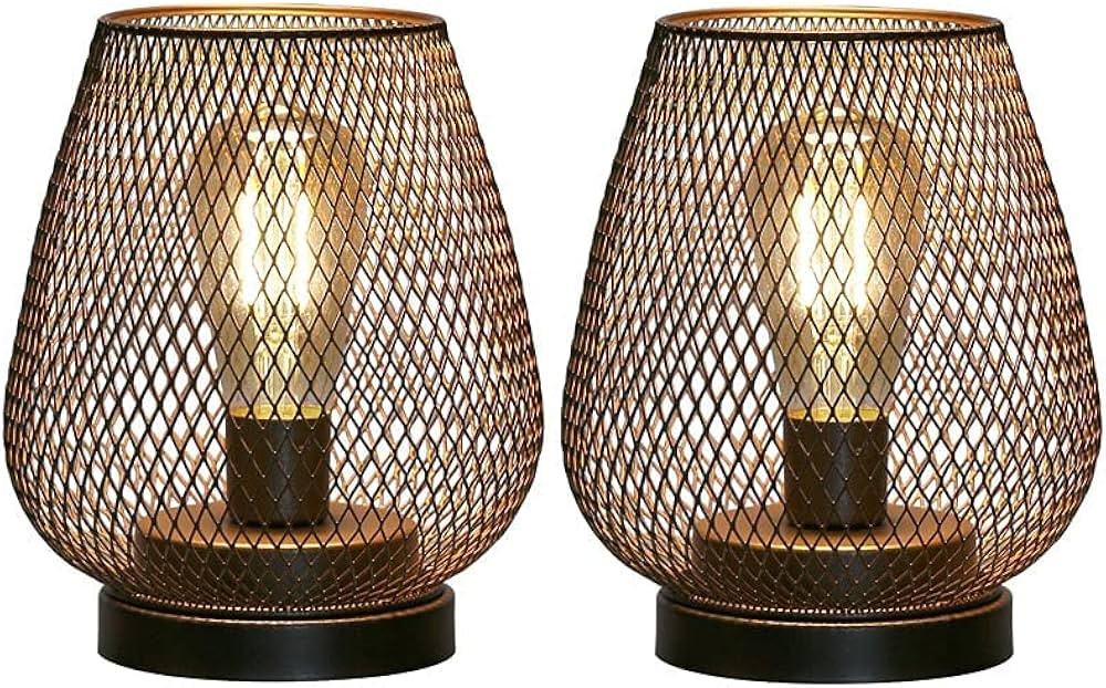 JHY DESIGN Set of 2 Metal Cage LED Lantern Battery Powered Cordless Accent Light with LED Great f... | Amazon (US)