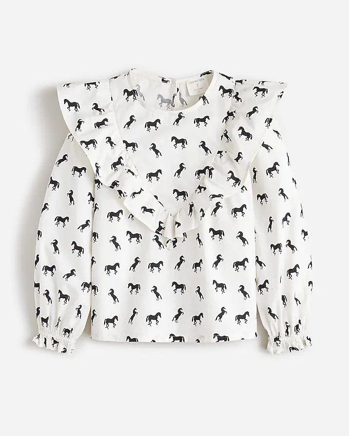 Girls' ruffle top in horse print | J. Crew US
