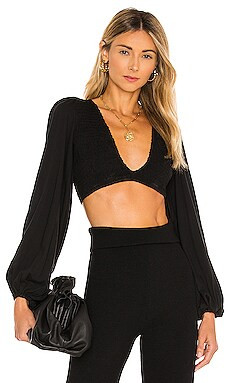 Biru Solid Ruched Bodice Crop Top
                    
                    Indah | Revolve Clothing (Global)