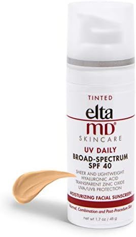 EltaMD UV Daily Tinted Face Sunscreen Moisturizer with Hyaluronic Acid, Broad Spectrum SPF 40, No... | Amazon (US)