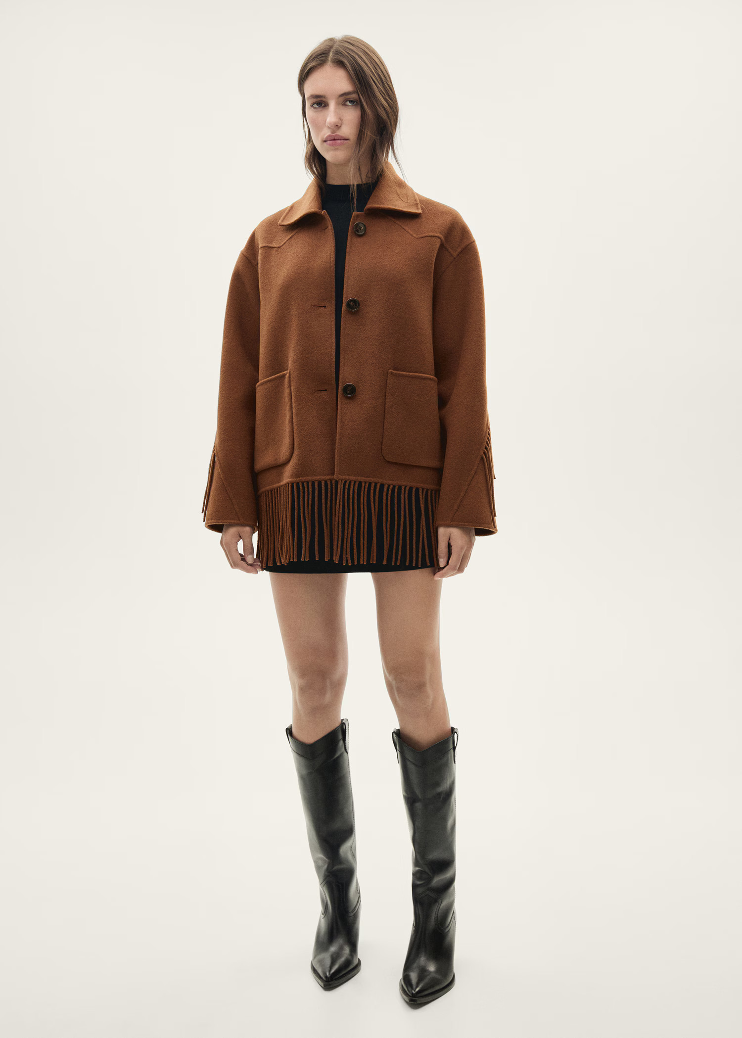 Fringed wool-blend  jacket - Women | MANGO United Kingdom | MANGO (UK)