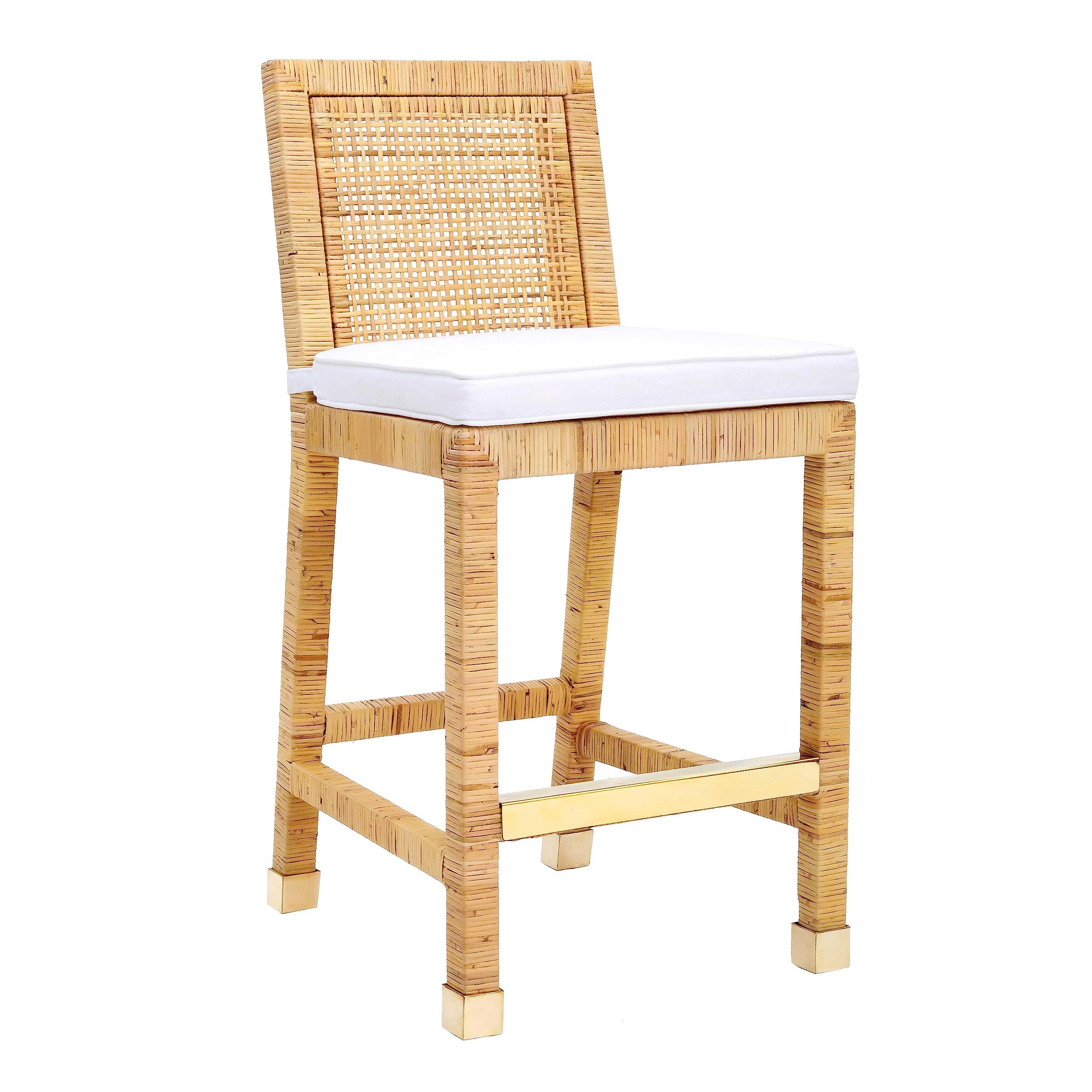 Tov Furniture Amara Natural Rattan Counter Height Stool with White Performance Fabric Seat Cushio... | Amazon (US)