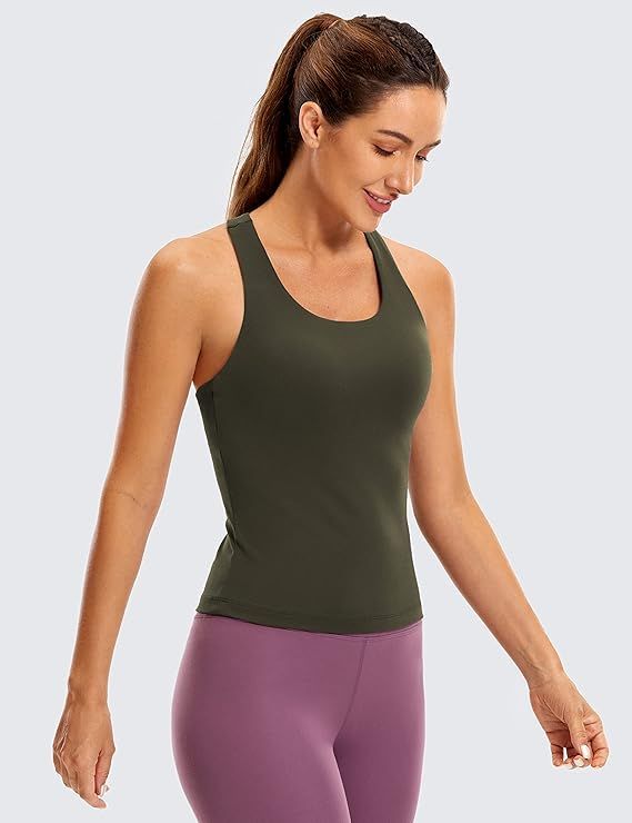 CRZ YOGA Butterluxe Workout Tank Tops for Women Built in Shelf Bras Padded - Racerback Athletic S... | Amazon (US)