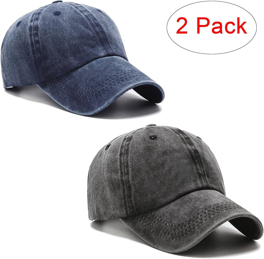 PFFY 2 Packs Vintage Washed Distressed Baseball Cap Golf Dad Hat for Men Women | Amazon (US)