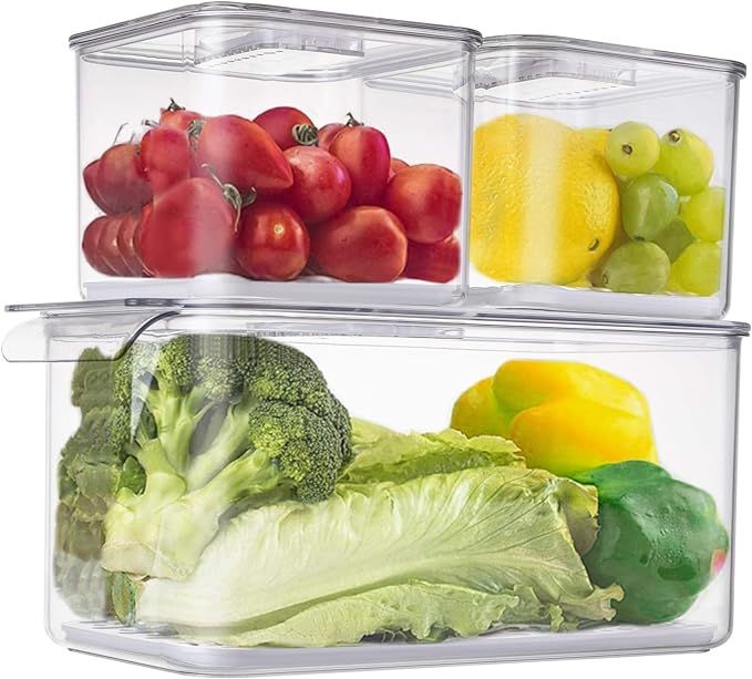 Yopay 3 Pack Food Storage Containers Fridge Produce Saver, Stackable Refrigerator Organizer with ... | Amazon (CA)