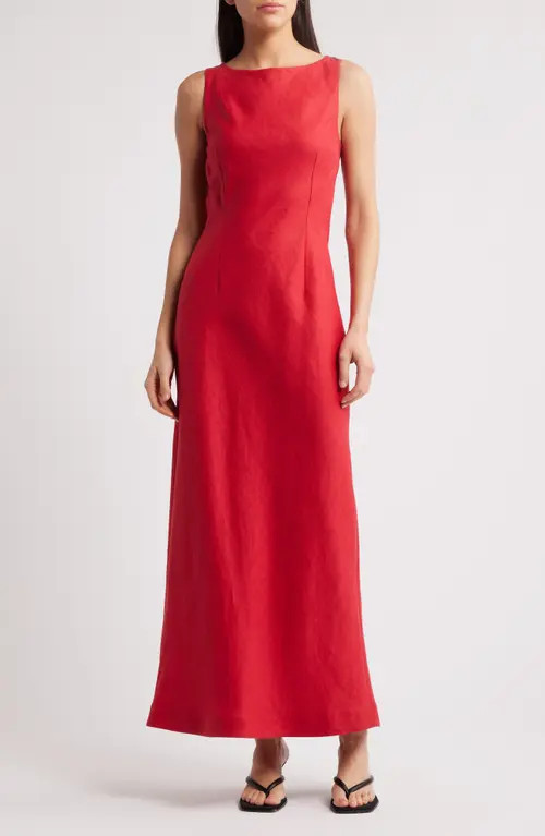 Faithfull the Brand Lydie Linen Maxi Dress in Red at Nordstrom, Size Small | Nordstrom