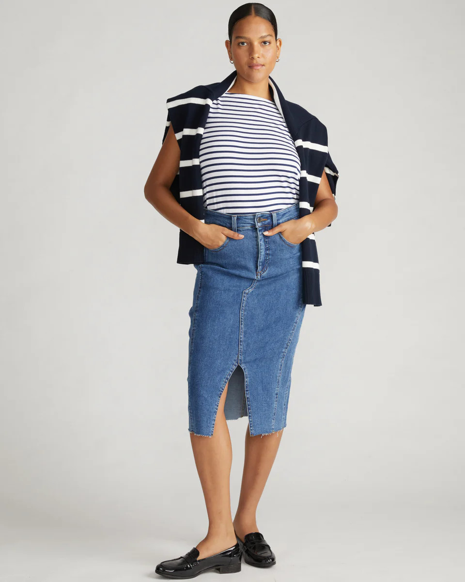 Noyack Breton Stripe Boatneck TankWhite/Cenote Stripe | Universal Standard