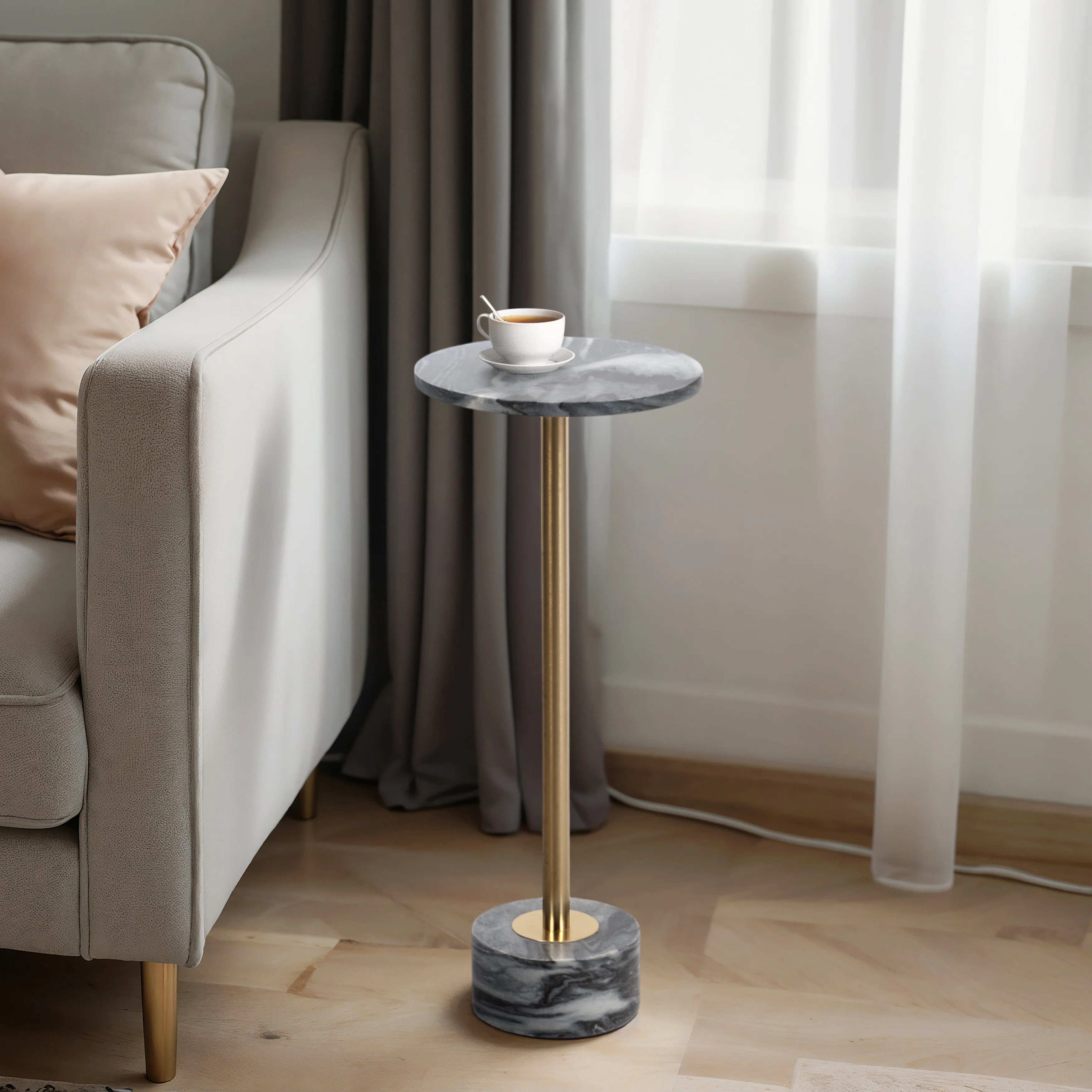 Layla Marble End Table - Side Table Perfect for Any Living Room, Bedroom, or Office | Wayfair North America