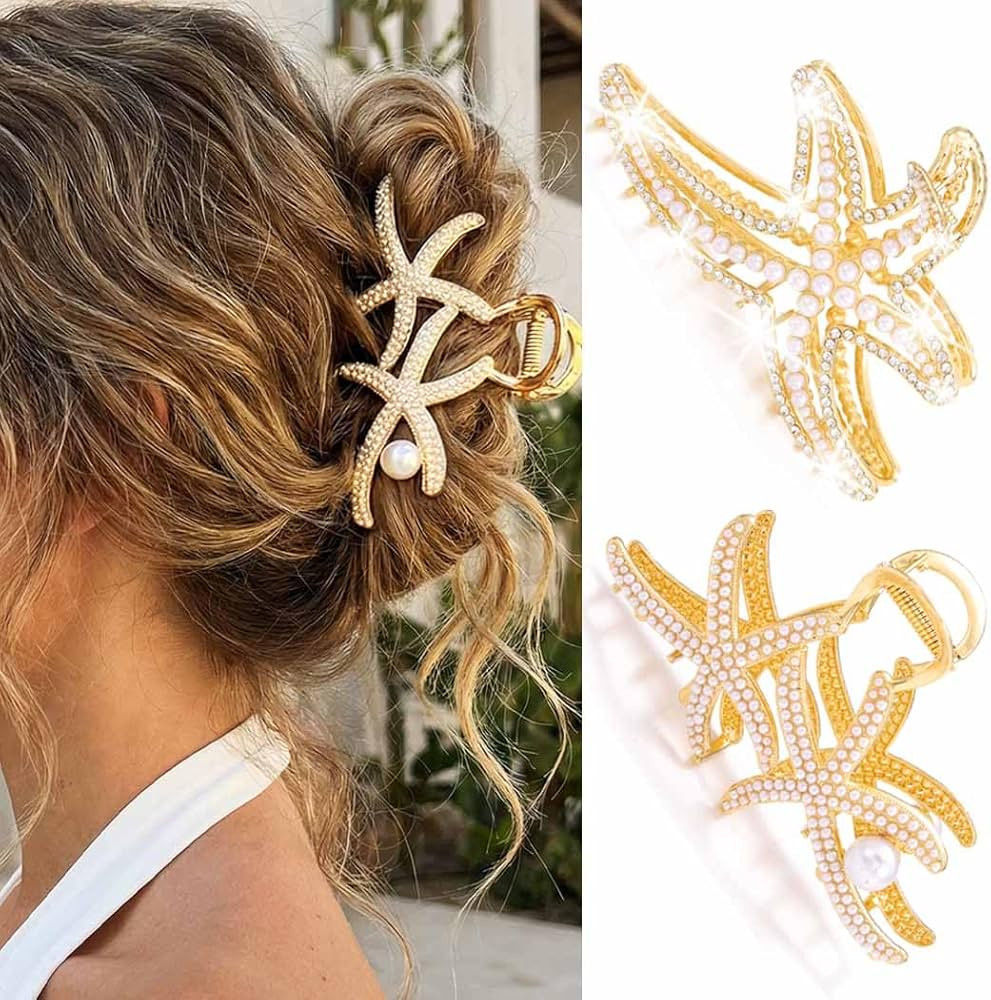 Fashey Starfish Claw Clips Gold Metal Hair Clip Seashell Hair Claw Cllips Mermaid Hair Accessorie... | Amazon (US)