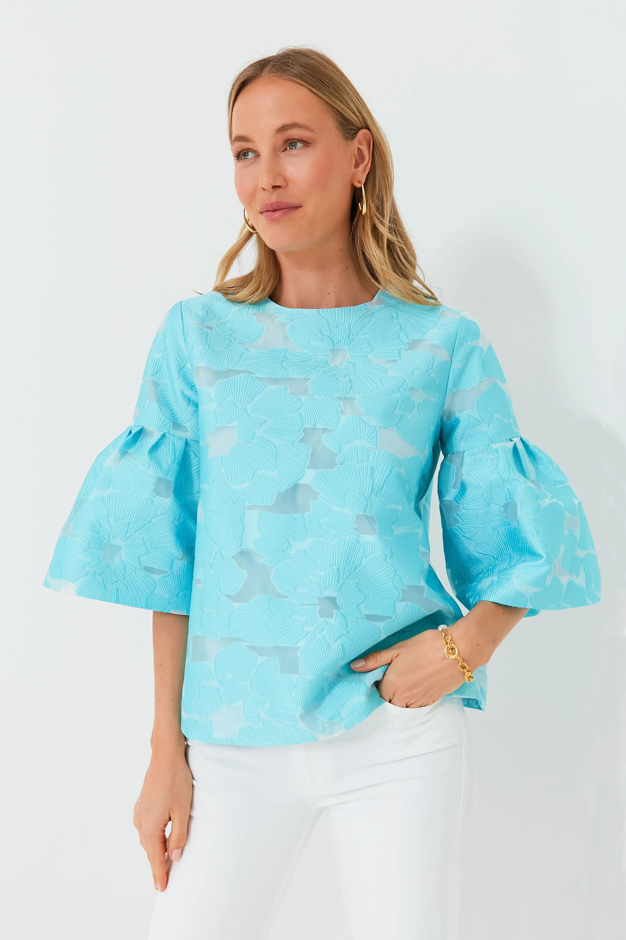 Cyan Fil Coupe Harper Bell Sleeve Blouse 
                Tuckernuck | Tuckernuck (US)