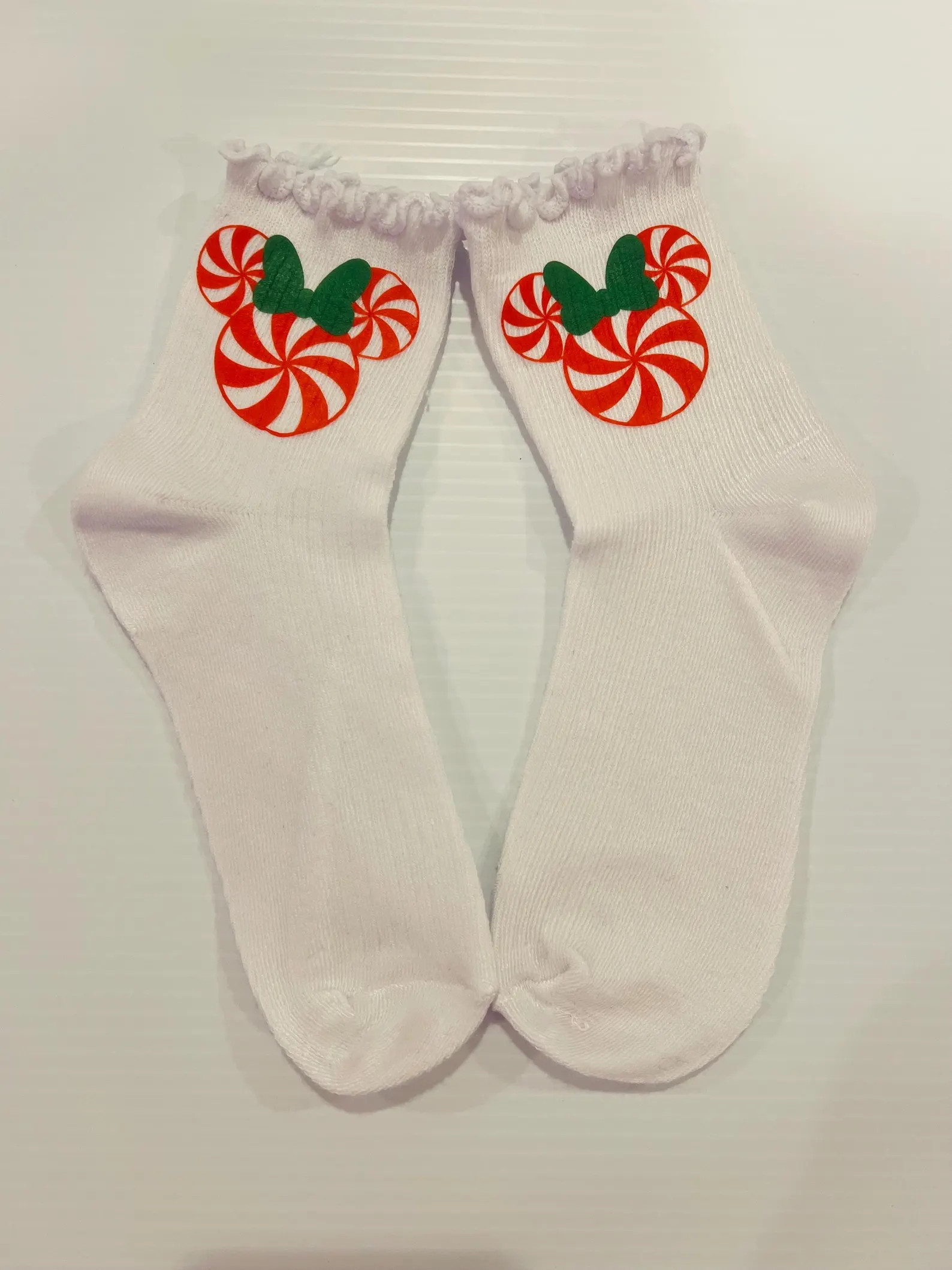 Minnie Peppermint Ruffle Socks - Etsy | Etsy (US)