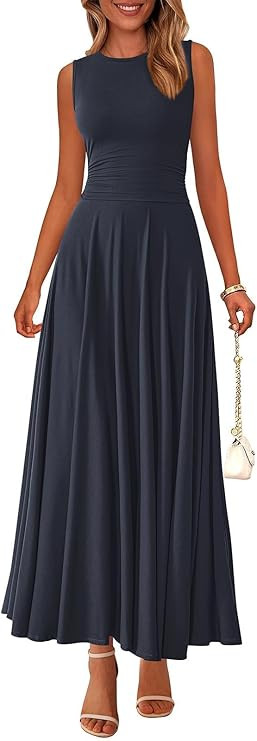 PRETTYGARDEN Womens Spring Dresses 2026 Casual Sleeveless Crewneck Aline Maxi Dress Stretch Tank ... | Amazon (US)