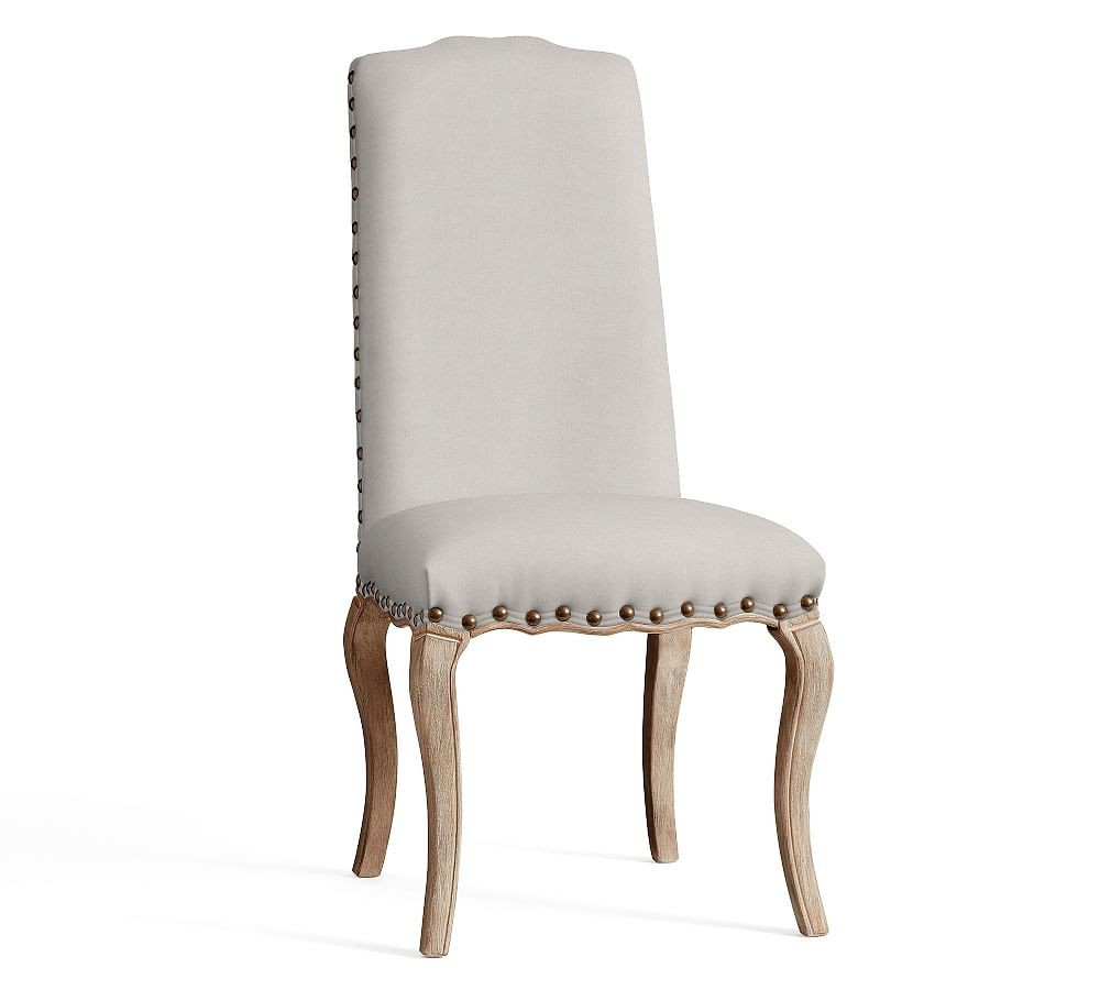 Calais Upholstered Dining Side Chair, Seadrift Frame, Performance Heathered Tweed Ivory | Pottery Barn (US)