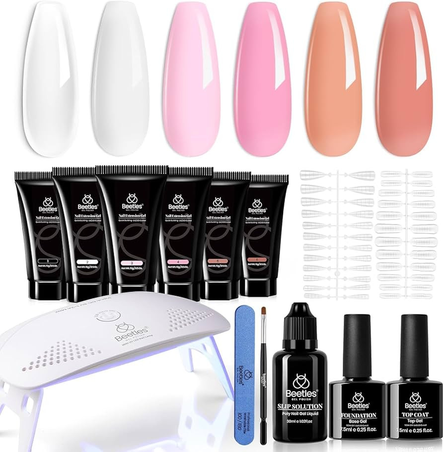 Beetles Gel Polish Nails Extension Kit with U V Light 6 Colors Builder Gel Nail Polish Winter Nud... | Amazon (US)
