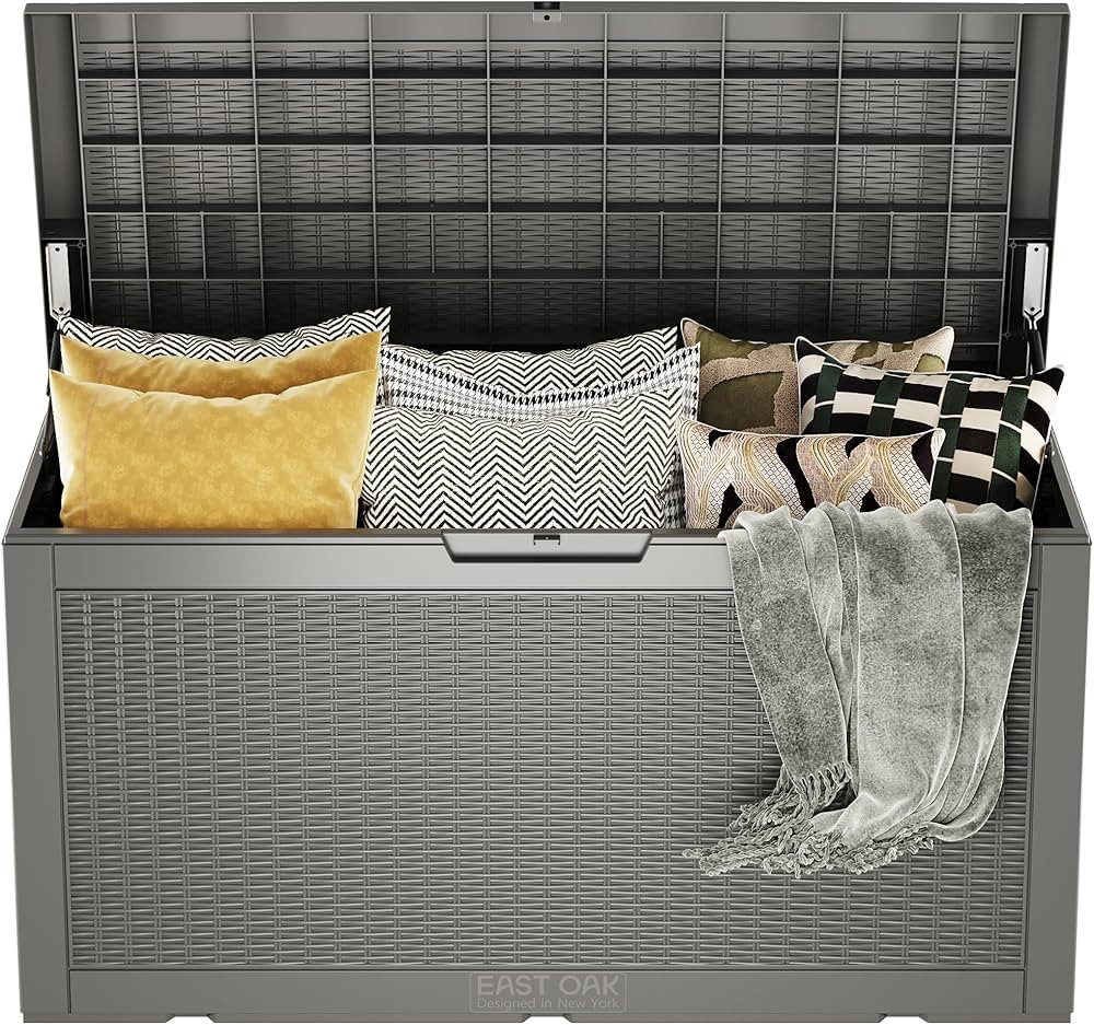 EAST OAK Outdoor Storage Box, 100 Gallon Deck Box, Waterproof Resin Storage Bench for Patio Cushi... | Amazon (US)